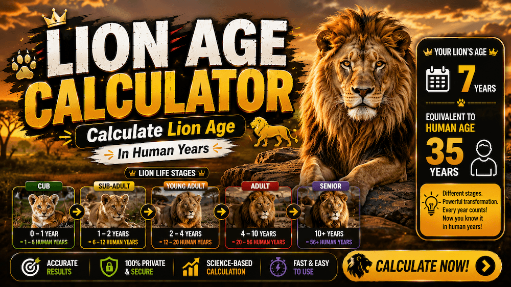 Lion Age Calculator - Calculate Lion Age In Human Years