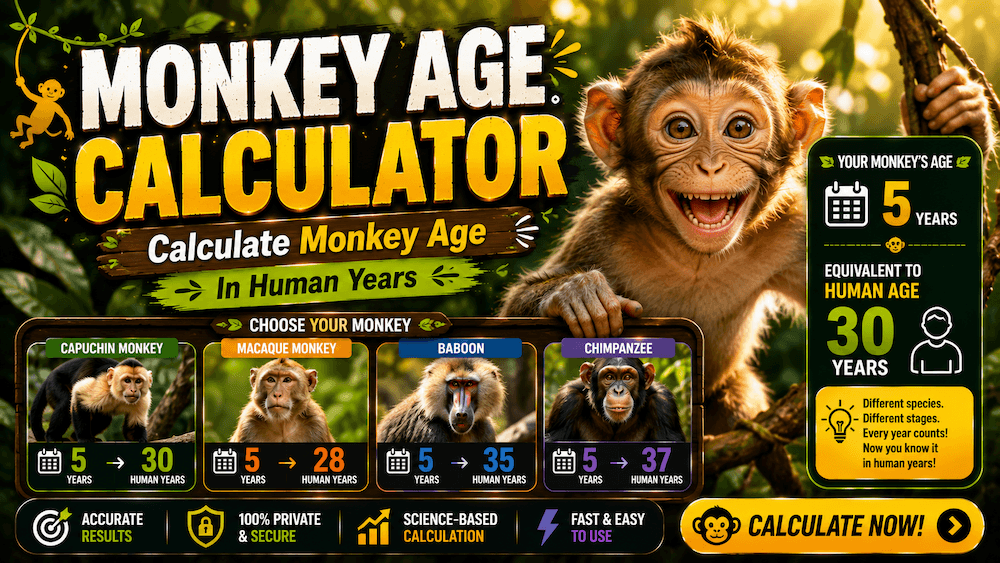 Monkey Age Calculator - Calculate Monkey Age In Human Years
